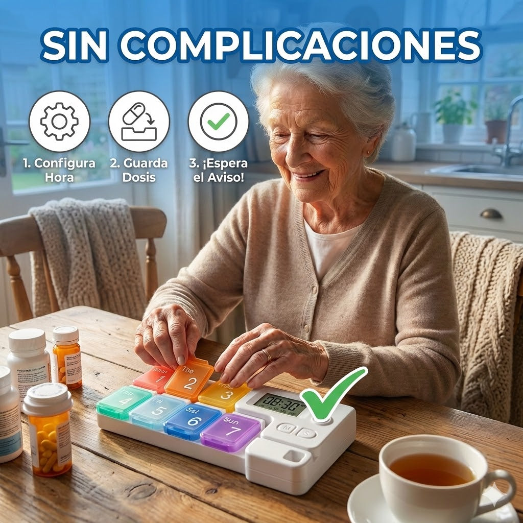 DoseMate™ Pastillero Inteligente con Alarma Sonora Anti-Olvidos