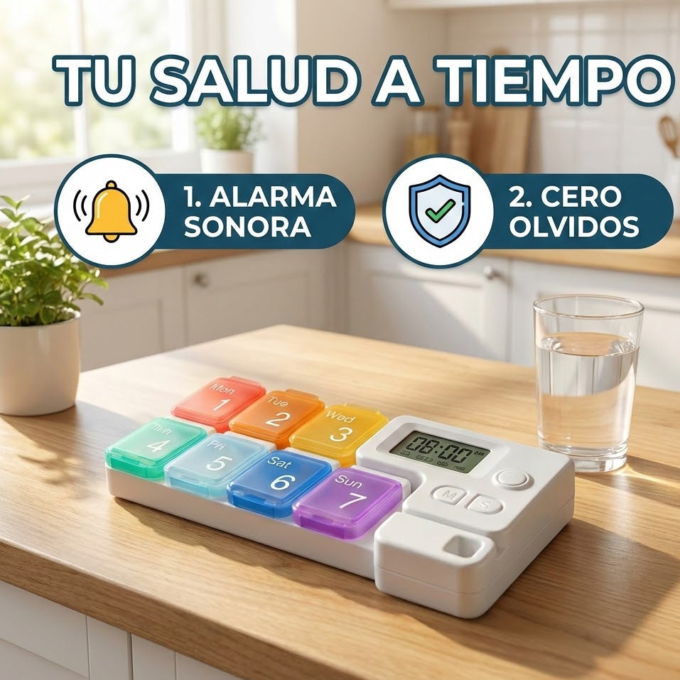 DoseMate™ Pastillero Inteligente con Alarma Sonora Anti-Olvidos